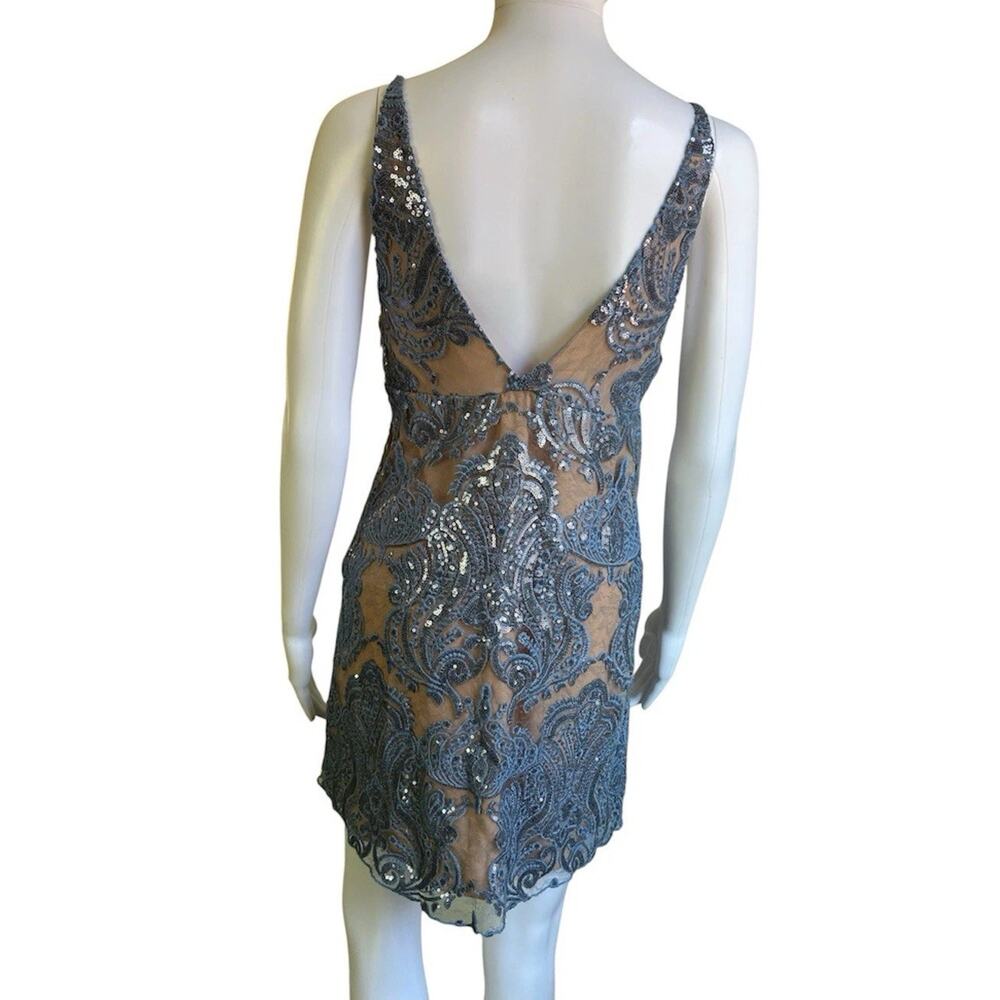 Free People Sundown Mini Dress NWT Size 2 Blue Sequin Embroidered Boho Party - Picture 2 of 15